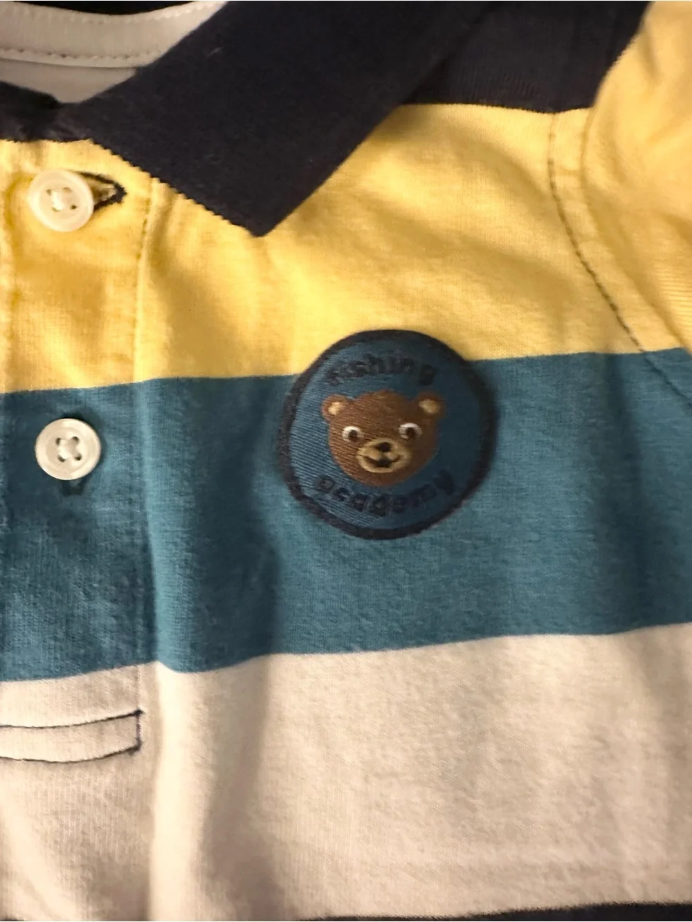 Gymboree Striped Long-Sleeve Polo One-Piece in Yellow, Teal & Navy